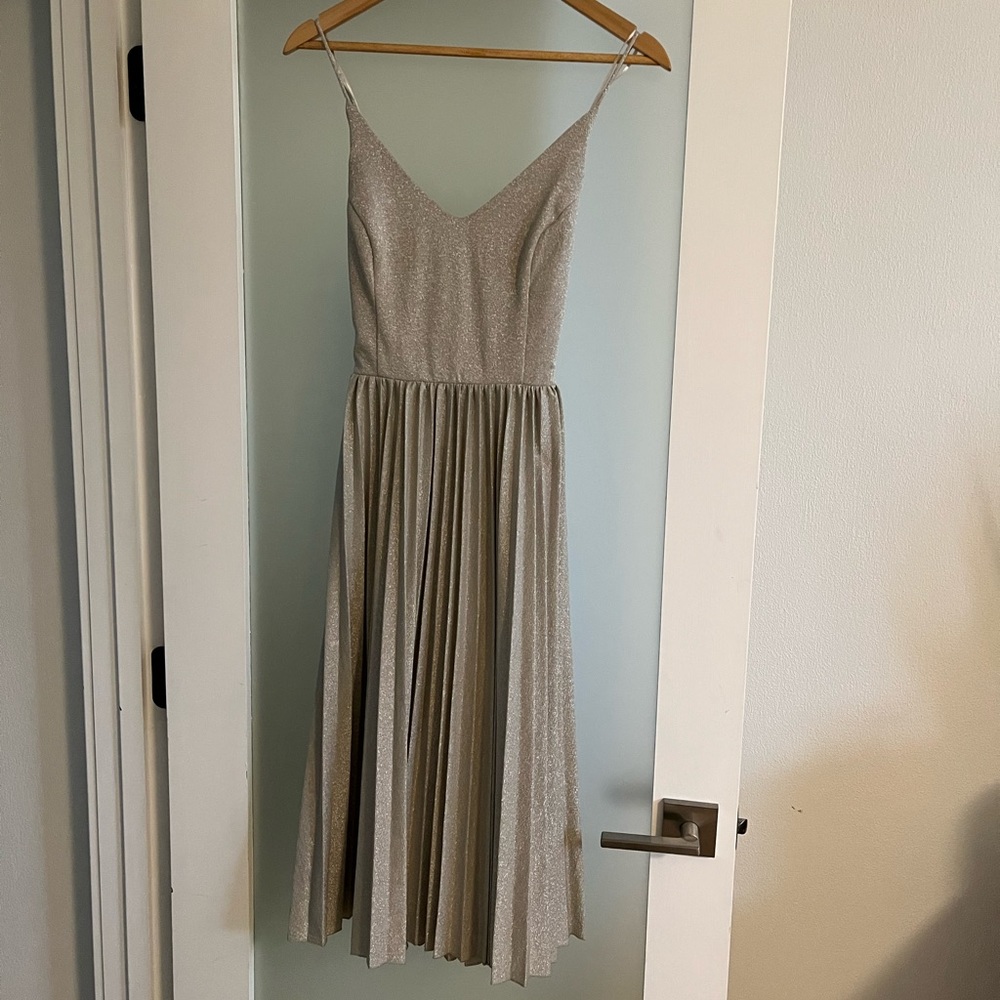 NWT Elevenses for Anthropologie Shimmering Party Dress! Sz 8 Champagne color - Picture 6 of 12